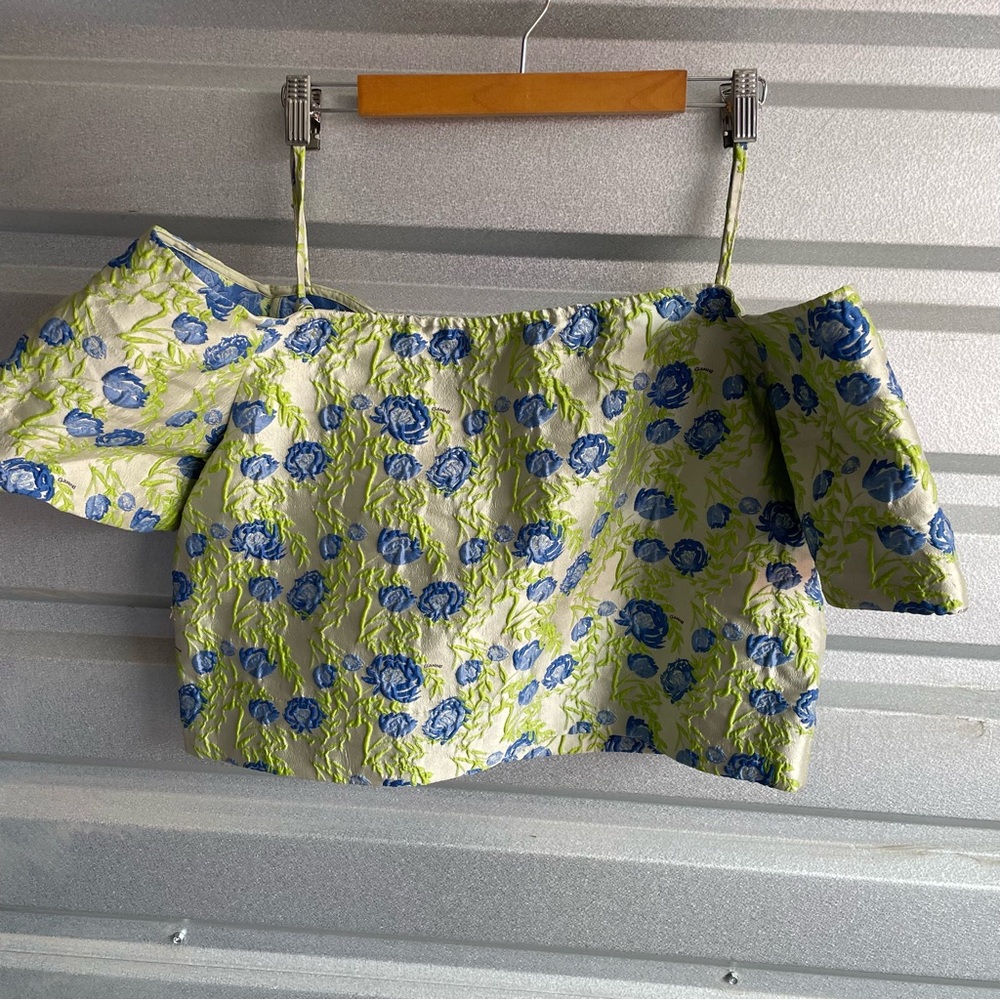 GANNI Floral Jacquard Off-Shoulder Blouse - Picture 6 of 8